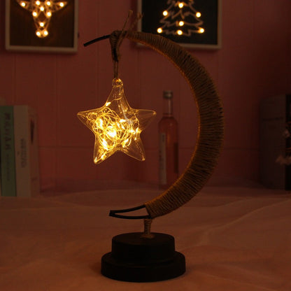 Lampa veghe , semi-luna cu stea din sticla, led, 28x15 cm, alb cald