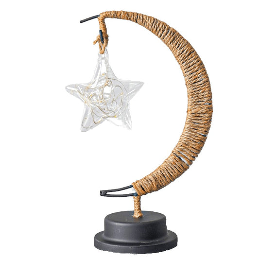 Lampa veghe , semi-luna cu stea din sticla, led, 28x15 cm, alb cald