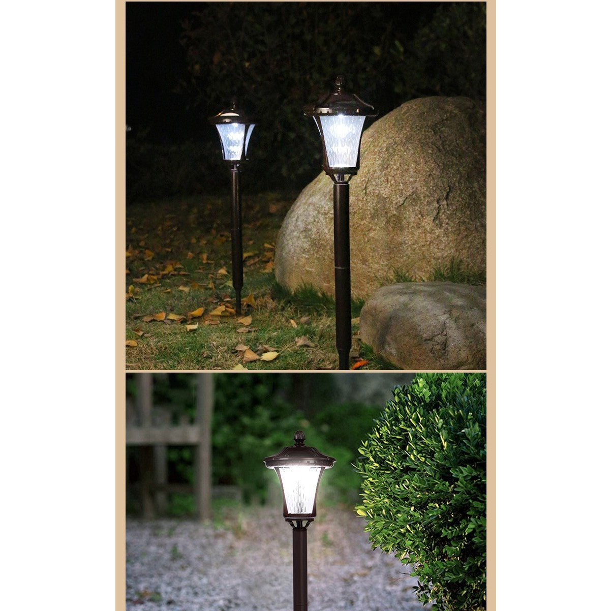 Lampa solara cu prindere in pamant, inaltime 65 cm, Alb Rece