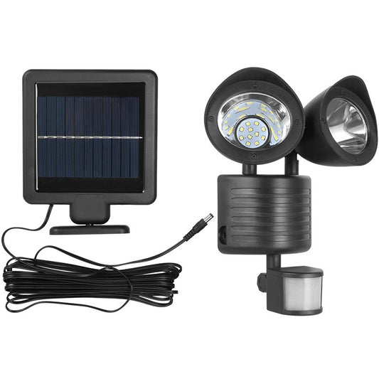 Lampa solara de tip decoratiune pentru gradina, model felinar dublu cu senzor de miscare, alb rece