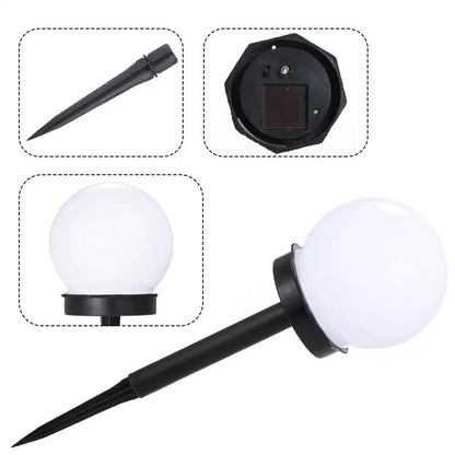 Set 2 Lampi Solare LED, Forma Sferica, Tip Glob, Diametru 10 cm, Alb Rece