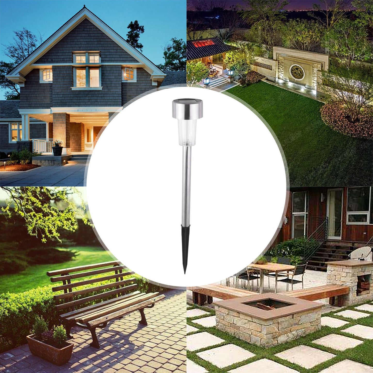 Lampa solara Led decorativa pentru gradina, Argintie, Lumina Multicolor