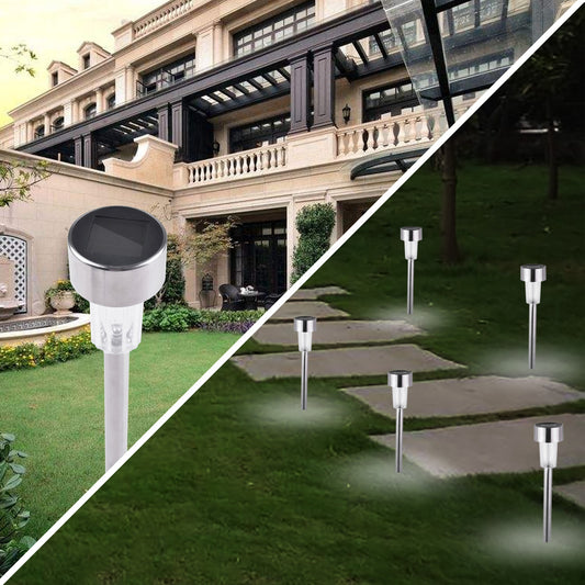 Lampa solara Led decorativa pentru gradina, Argintie, Lumina Multicolor
