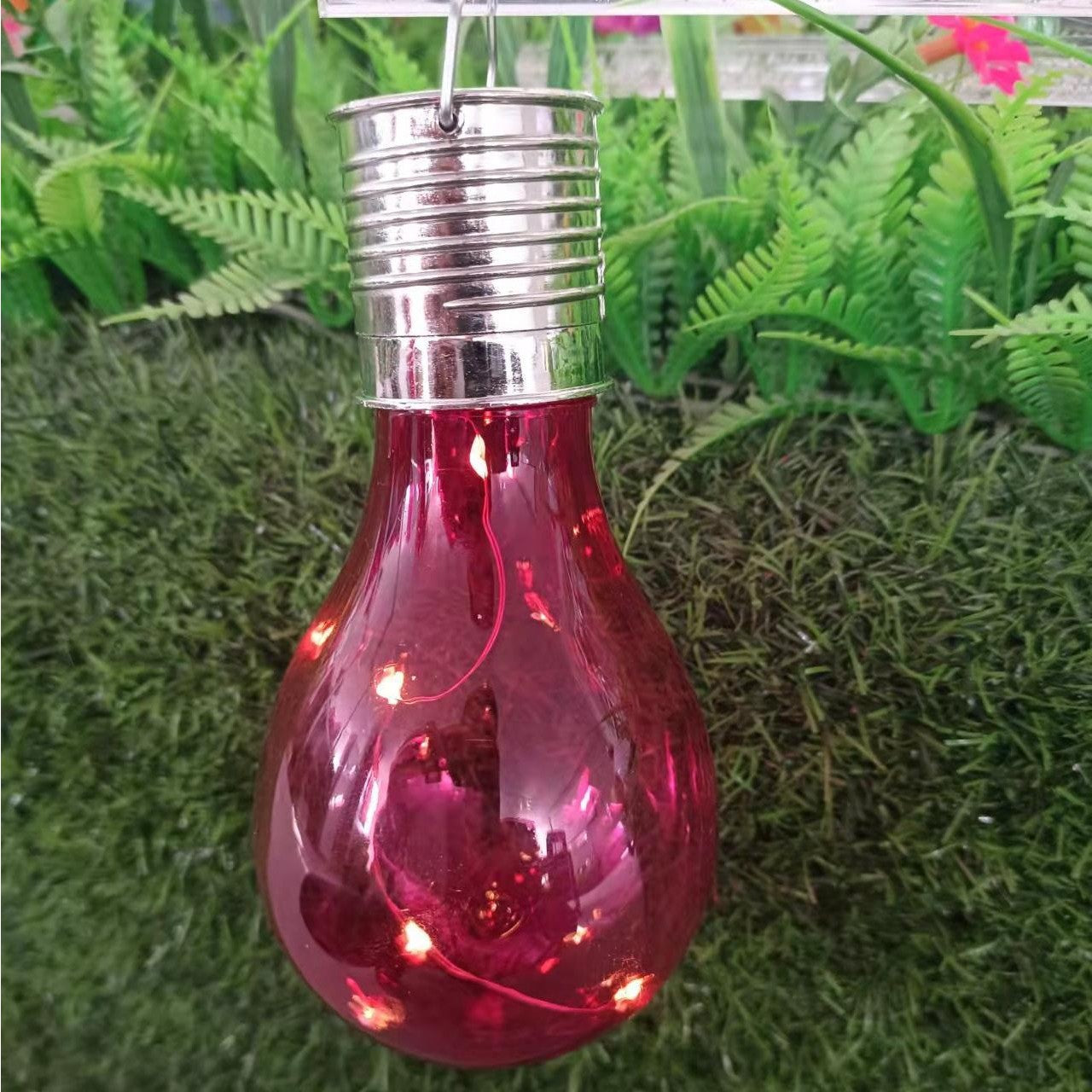 Lampa Solara LED Decorativa sub forma de Bulb, pentru exterior, suspendata, IP65, Ultron Transparent