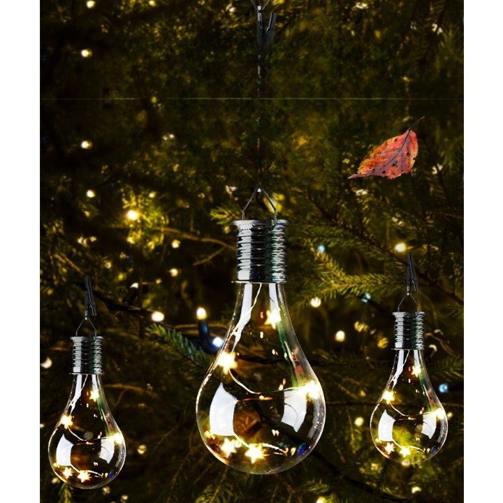 Lampa Solara LED Decorativa sub forma de Bulb, pentru exterior, suspendata, IP65, Ultron Transparent
