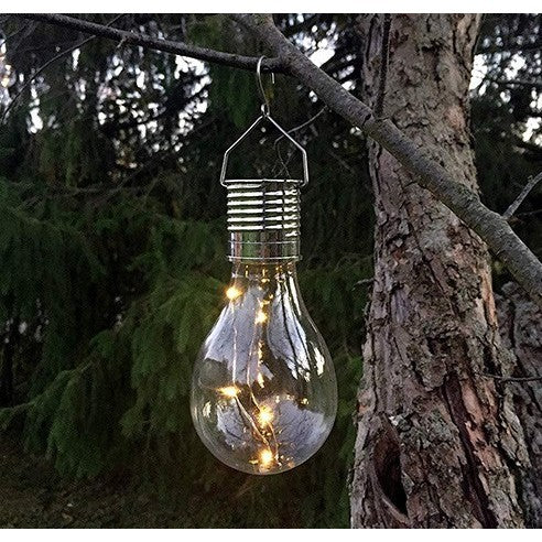 Lampa Solara LED Decorativa sub forma de Bulb, pentru exterior, suspendata, IP65, Ultron Transparent