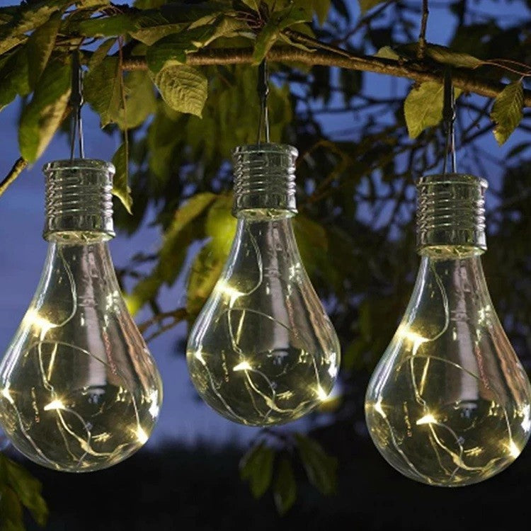 Lampa Solara LED Decorativa sub forma de Bulb, pentru exterior, suspendata, IP65, Ultron Transparent