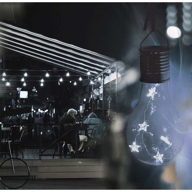 Lampa Solara LED Decorativa sub forma de Bulb, pentru exterior, suspendata, IP65, Ultron Transparent