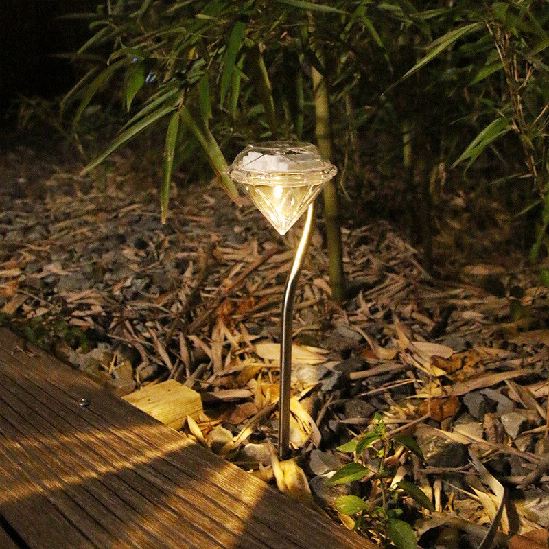 Lampa solara LED tip Diamant pentru gradina, inaltime 30 cm, 2V, ABS, 600mAh