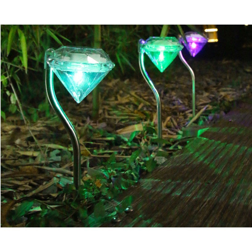 Lampa solara LED tip Diamant pentru gradina, inaltime 30 cm, 2V, ABS, 600mAh