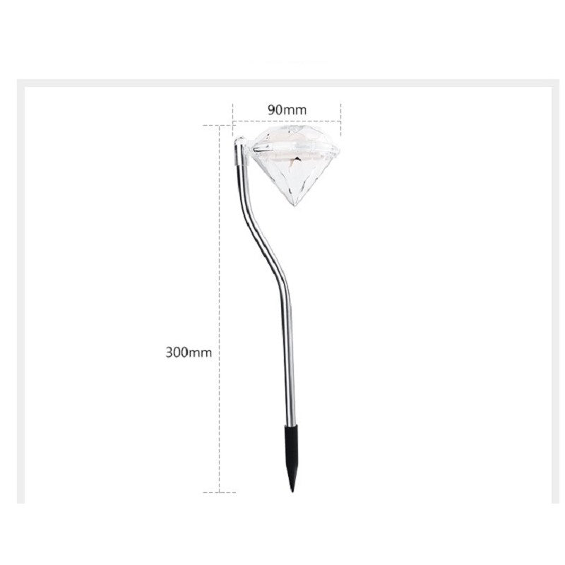 Lampa solara LED tip Diamant pentru gradina, inaltime 30 cm, 2V, ABS, 600mAh