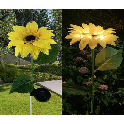Lampa solara LED tip Floarea Soarelui, inaltime 70 cm, Pentru gradina,