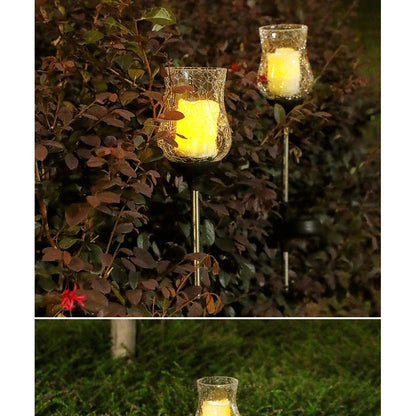 Lampa solara LED tip Lalea pentru gradina, inaltime 55 cm, material sticla si ABS, 2V, ABS, 600mAh, alb cald