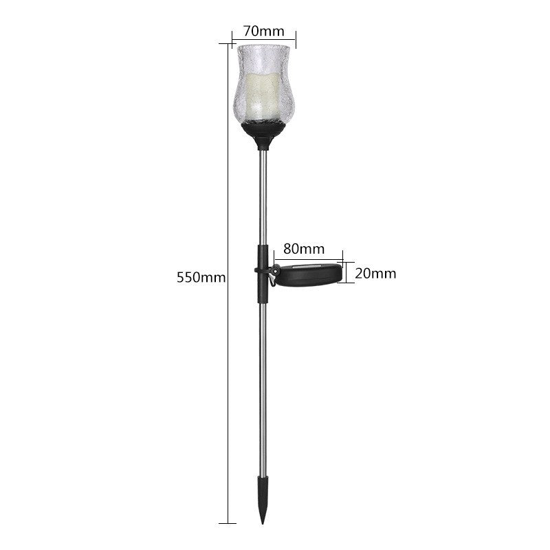 Lampa solara LED tip Lalea pentru gradina, inaltime 55 cm, material sticla si ABS, 2V, ABS, 600mAh, alb cald