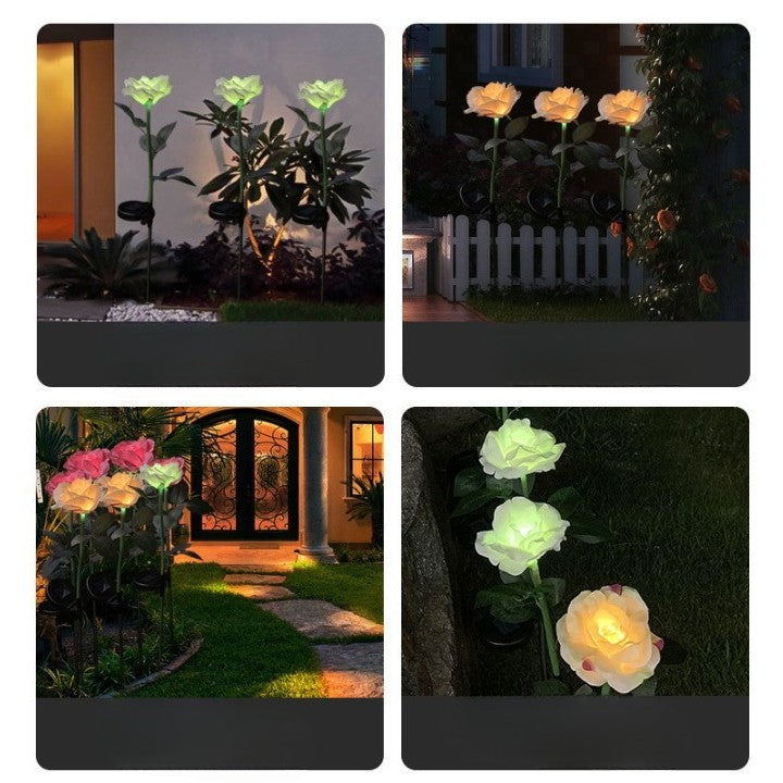 Lampa Solara LED tip Trandafir cu o floare pentru Gradina, Inaltime 75 cm
