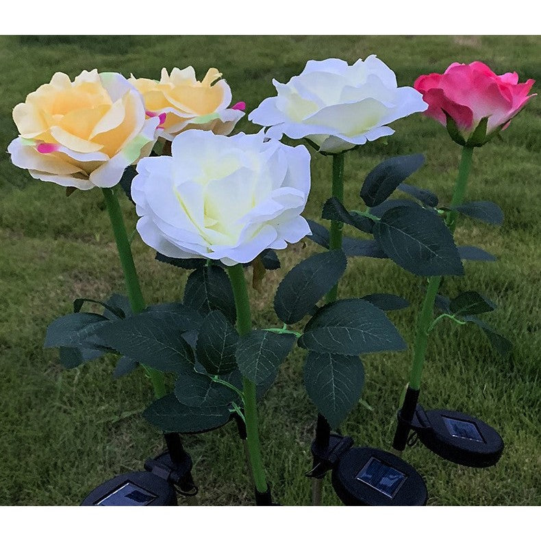 Lampa Solara LED tip Trandafir cu o floare pentru Gradina, Inaltime 75 cm