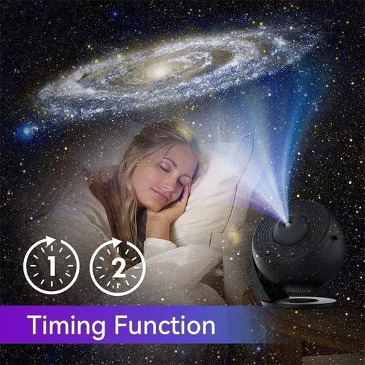 Lampa Tip Proiector Galaxie,  pentru Dormitor, Tematica Cer Instelat, Model Glob, HD, Rotire 360 de Grade, 20 de Imagini, Incarcare USB, 10 W, 15x15 cm, Negru