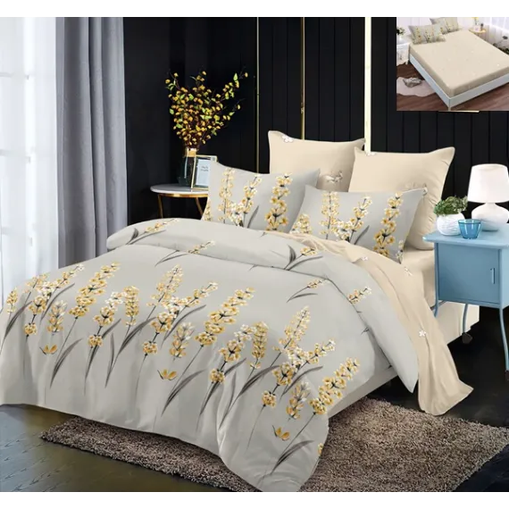Lenjerie de pat bumbac finet HIPOALERGENIC PREMIUM– 6 piese-cu-cearsaf elastic 180x200