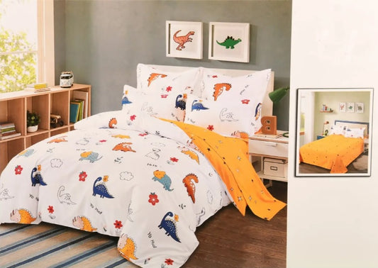 Lenjerie finet cu model Dinozauri, 180x200 cm