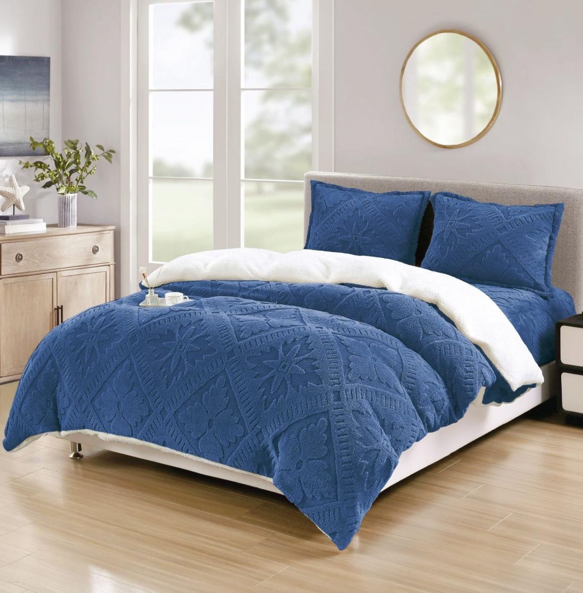 Lenjerii Cocolino, 4 Piese, cu Blanita, Cearceaf de Pat cu Elastic, Confort Termic Superior, Material Moale și Durabil, Imprimat 3D Elegant