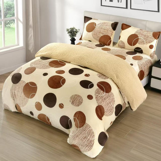 Lenjerie Cocolino,Bej, cu Blanita si Elastic, 180x200cm, Material Premium, cu 2 Fete de Perna Incluse