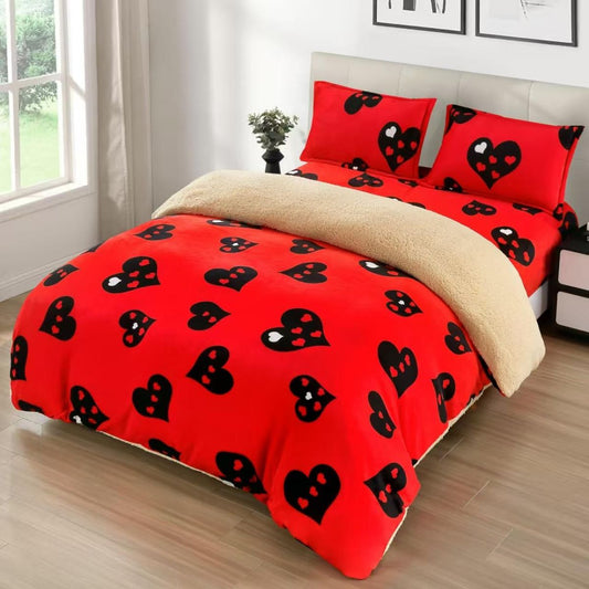 Lenjerie Cocolino, Rosie, cu Blanita si Elastic, 180x200cm, Material Premium, cu 2 Fete de Perna Incluse