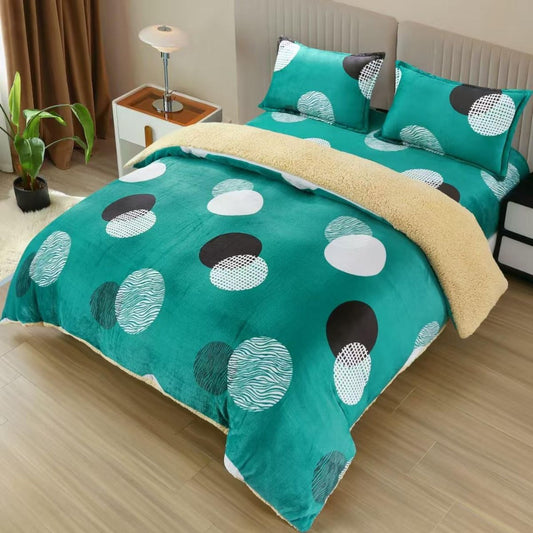 Lenjerie Cocolino, Turcoaz, cu Blanita si Elastic, 180x200cm, Material Premium, cu 2 Fete de Perna Incluse