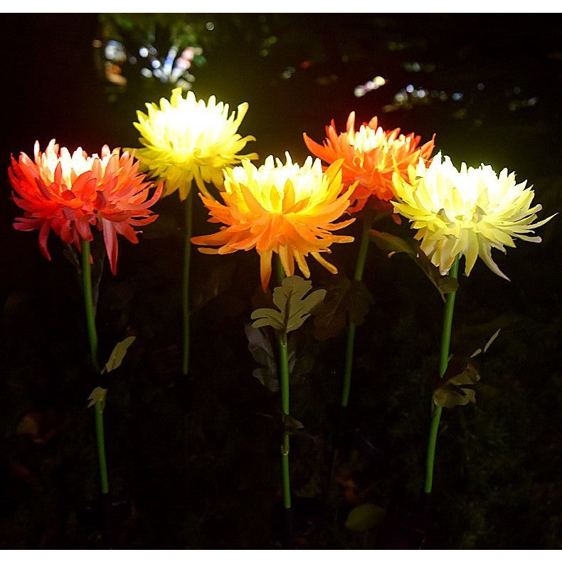 Lampa Solara LED tip Crizantema cu o floare pentru Gradina, Inaltime 80 cm