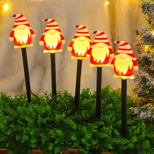 Set 5 X Acadele cu Mos Craciun de Exterior cu incarcare solara
