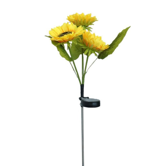 Lampa solara LED tip Floarea Soarelui cu 3 flori, inaltime 70 cm, Pentru gradina