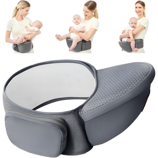 Marsupiu Ergonomic 3in1, pentru Bebelusi si Copii, 0-36 Luni, Bretele Reglabile pentru Umar si Sold, Inchidere Catarama, 125x25x14 cm, Gri