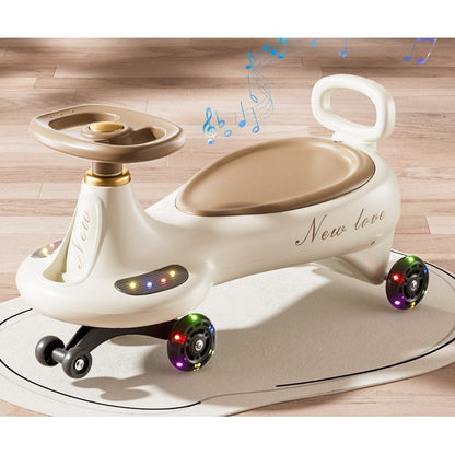Masinuta,  1-8 Ani, Rotire 360 Grade, Anti-rasturnare, Roti Silentioase, Impingere, Bluetooth, 66 x 32 x 37 cm, Galben