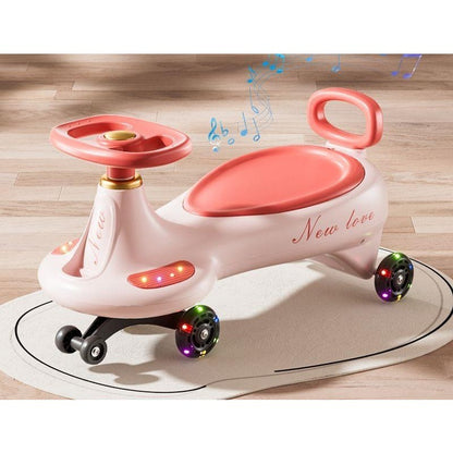 Masinuta,  1-8 Ani, Rotire 360 Grade, Anti-rasturnare, Roti Silentioase, Impingere, Bluetooth, 66 x 32 x 37 cm, Galben