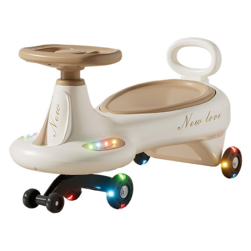 Masinuta,  1-8 Ani, Rotire 360 Grade, Anti-rasturnare, Roti Silentioase, Impingere, Bluetooth, 66 x 32 x 37 cm, Galben