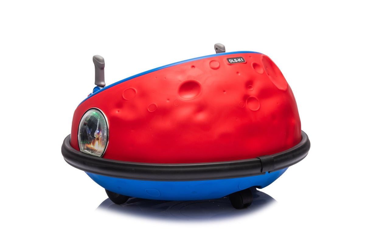 Masinuta electrica Bumper Car pentru copii, 2 joystick-uri, rotire 360°, lumini LED, Centura Siguranta, Rosu/Albastru