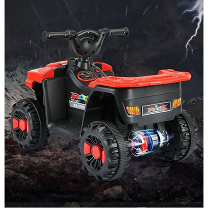 Masinuta Electrica, pe 4 Roti, Tip ATV, cu Acumulator, Sistem Anti-Rasturnare, Sistem de Lumini si Sunet, 2-5 Ani, 70 x 43 x 48 cm, Rosu