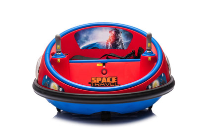 Masinuta electrica Bumper Car pentru copii, 2 joystick-uri, rotire 360°, lumini LED, Centura Siguranta, Rosu/Albastru