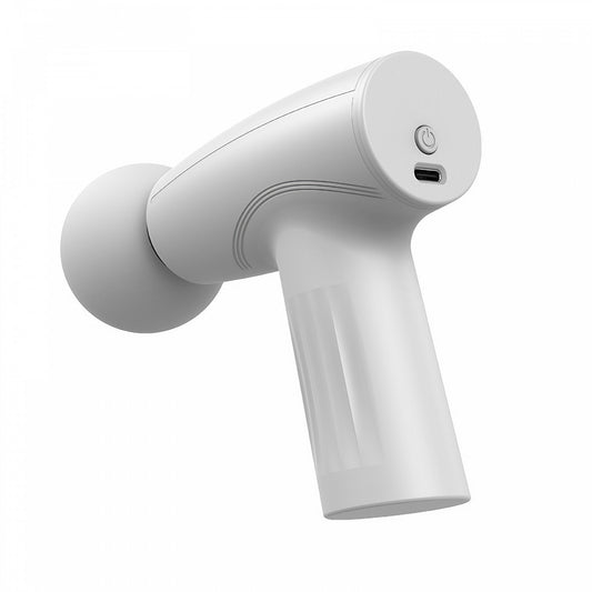 Mini Aparat de Masaj,  Tip Pistol, Incarcare USB Tip C, Portabil, Pentru Relaxare Musculara, Autonomie 120 Min, 3 Trepte de Viteza, Alb