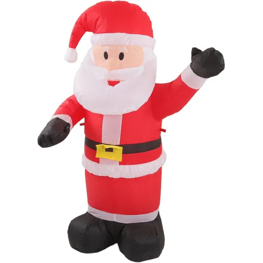 Moș Crăciun Gonflabil Uriaș, 240 cm Înălțime, 130 cm Lățime, Cu Lumini LED, Ventilator Inclus, Ideal pentru Decoruri de Crăciun