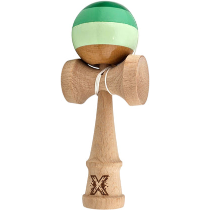 Kendama X Originala, Profesionala, Super Sticky din Lemn, 18 cm, Verde Mix
