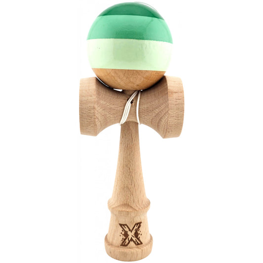 Kendama X Originala, Profesionala, Super Sticky din Lemn, 18 cm, Verde Mix