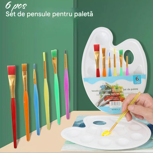 Paleta de Pictat 21x16x13cm din Plastic, cu 6 Pensule