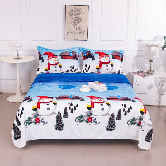 Set Patura cocolino, 200x230 cm, Cu 2 Fete De Perna, Model Iarna