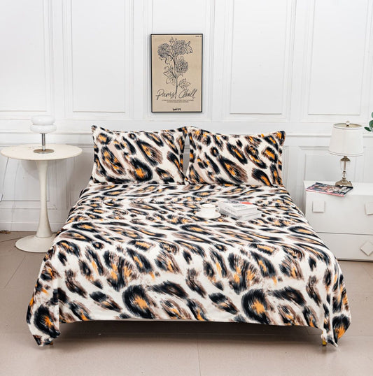 Set Patura cocolino, 200x230 cm, Cu 2 Fete De Perna, Model Leopard