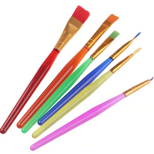 Pensule pentru Pictura 6 bucati/set  Diferite Modele cu Maner, din Plastic Colorate 14cm