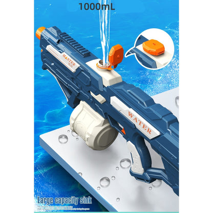 Pistol cu Apa pentru Copii, Rezervor 600ml, 14ani+, cu baterie 1500mAh, Electric Burst, Albastru/Alb, 1000ML