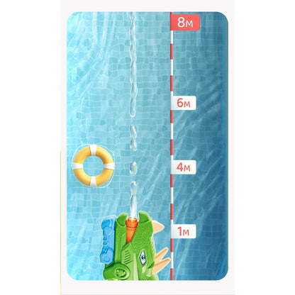 Pistol cu Apa pentru Copii, Rezervor, Pentru Piscina/Plaja, Flippy, 6ani+, Triceratops, 3 duze, Verde, 1330ML
