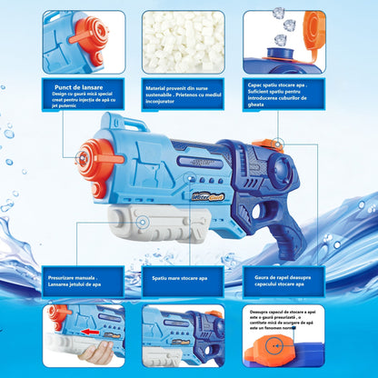 Pistol cu Apa pentru Copii, Rezervor, Pentru Piscina/Plaja, 6ani+, Albastru, 900ML