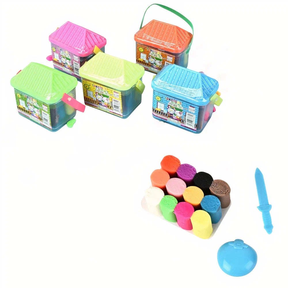 Set 12 Plastiline Colorate pentru Copii, tip Casa
