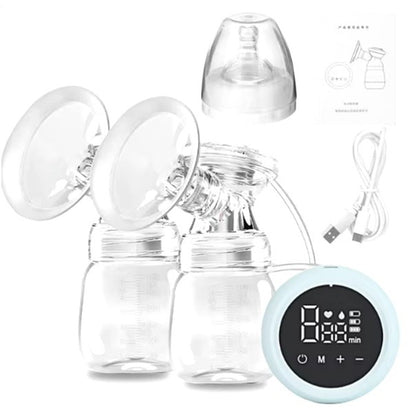 Pompa de San Electrica 2 in 1, cu 2 Biberoane, Capacitate 180 ml, Incarcare USB Tip C, 1200 mAh, 2 Moduri, 9 Viteze